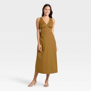 a new day Strapless Dress in Mustard Brown